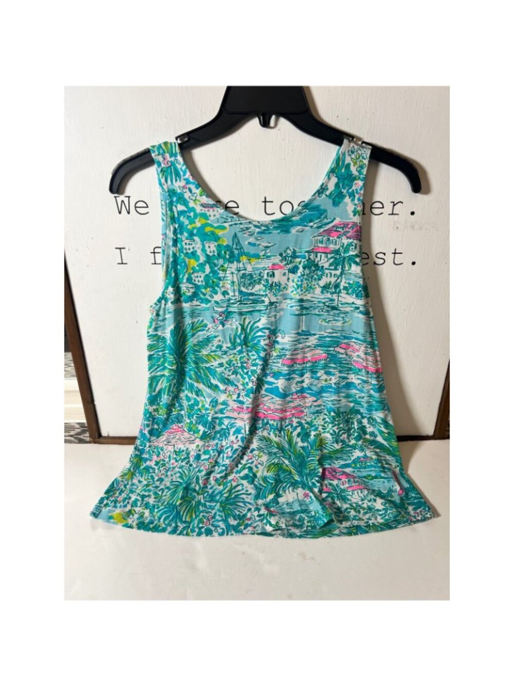 Lilly Pulitzer Tank Top XS Tropical Flamingo Palm Trees Vacation Resort Beach mm - Picture 2 of 5